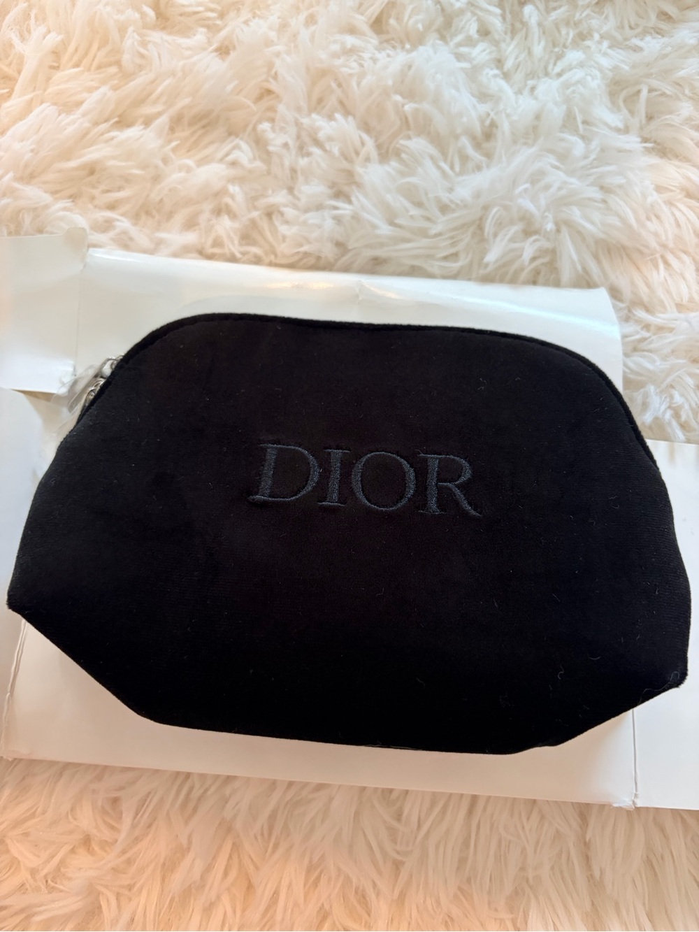 Dior Black Embroidered Cosmetic Pouch